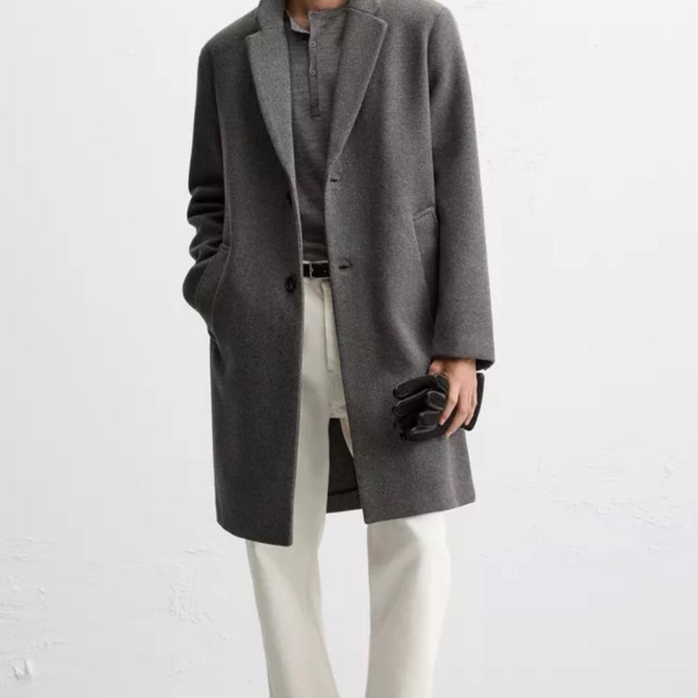Zara Men's Gray Wool Blend Coat